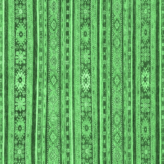 Ahgly Company Indoor Square Oriental Emerald Green Modern Area Rugs, 7' Square