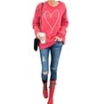 thumbnail image 6 of TWZH Women Round Neck Long Sleeve Heart Print Casual Regular Fit Tops Shirt, 6 of 6