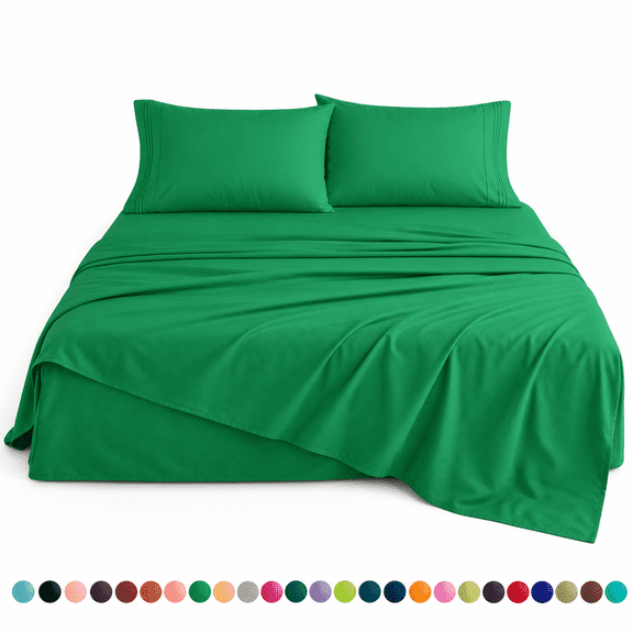Elegant Comfort 4-Piece Microfiber Bed Sheet Set - Soft Breathable Cooling Hotel Sheets, Deep Pocket, Fitted, Flat & Pillowcases, Wrinkle & Fade Resistant Bedding, Queen, Sage Green