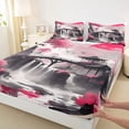 thumbnail image 3 of Homewish Sun Cherry Blossom Bed Sheets,Japanese Sakura King Sheets,Vintage Ink Painting Sheet Set For Adult,Super Cozy Room Decor,4pcs, 3 of 7