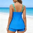 thumbnail image 5 of QIUOMBBP Two Piece Tankini Swimsuits for Women Flowy Ruffle Hem Tank Top with Swim Boyshorts Full Coverage Bathing Suit for Summer Pool Blue S, 5 of 8