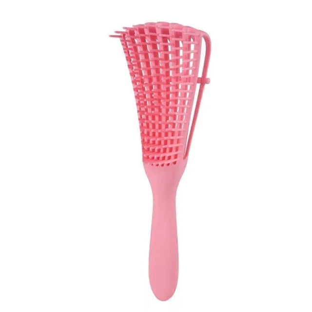 Cepillo desenredante para cabello húmedo y seco, antiestático, rosa, para cabello rizado.
