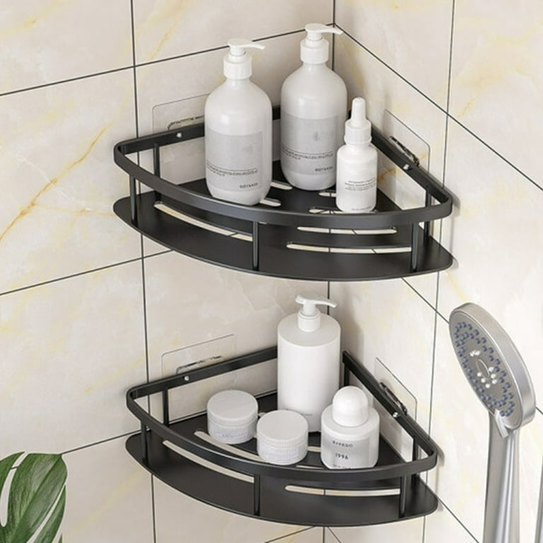Travelwant Adhesive Bathroom Corner Shower Shelf Corner Shower Caddy with  Hooks Stainless Steel Shower Storage Organizer Wall Mounted for Bathroom