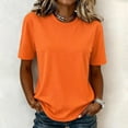 thumbnail image 2 of Dwellite Cotton Blend Shirts for Women Crew Neck Short Sleeve Summer Shirts Solid Loose Fit Tshirt 2026 Saffron S, 2 of 5