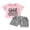 Pink F, variant on Hirigin Toddler Baby Girl Summer Clothes 6 12 18 Months 2T 3T 4T Short Sleeve Letter Print Shirt Tops Solid Color Shorts 2Pcs Outfits Sets