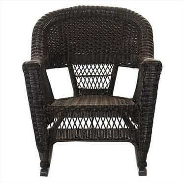Jeco W00201R-A-2 Espresso Rocker Wicker Chair - Set 2