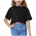 thumbnail image 2 of LADIGASU Girls' Short Sleeved Crop Top Children's able Round Neck Short Sports T-shirt Medium And Large Children's Loose T-shirt, 2 of 9