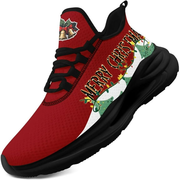 Coolcustomize Christmas Santa Claus Themed Sneakers for Men & Women - Comfortable Tennis Walking Shoes, Cushion Gym Sports Training Shoes