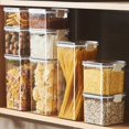 thumbnail image 1 of Caja de plástico sellada para almacenamiento de alimentos, tarros secos con tapa para cereales, dulces, nevera, contenedores de almacenamiento, artículos para el hogar, organizador de cocina, 1 of 3