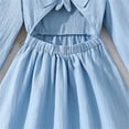 thumbnail image 6 of WMQPNNS Girls Dresses Ruffle Bowknot Smocked Midi Dress Square Neck Long Sleeve Swing Dress Girls Clothes for Spring Fall, Dress for Age 11-12 Years, 7-Blue, 6 of 9