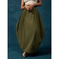 thumbnail image 4 of Olive Green Lightweight Woven High Waist Balloon Maxi Skirt, Statement Casual Bold Skirt, 4 of 5