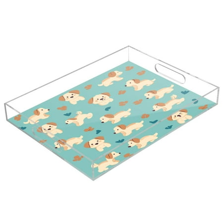 

Clear Acrylic Tray Water Cup Tray Teacup Jewelry Storage Tray for Serving and Home Decor Cartoon Dog