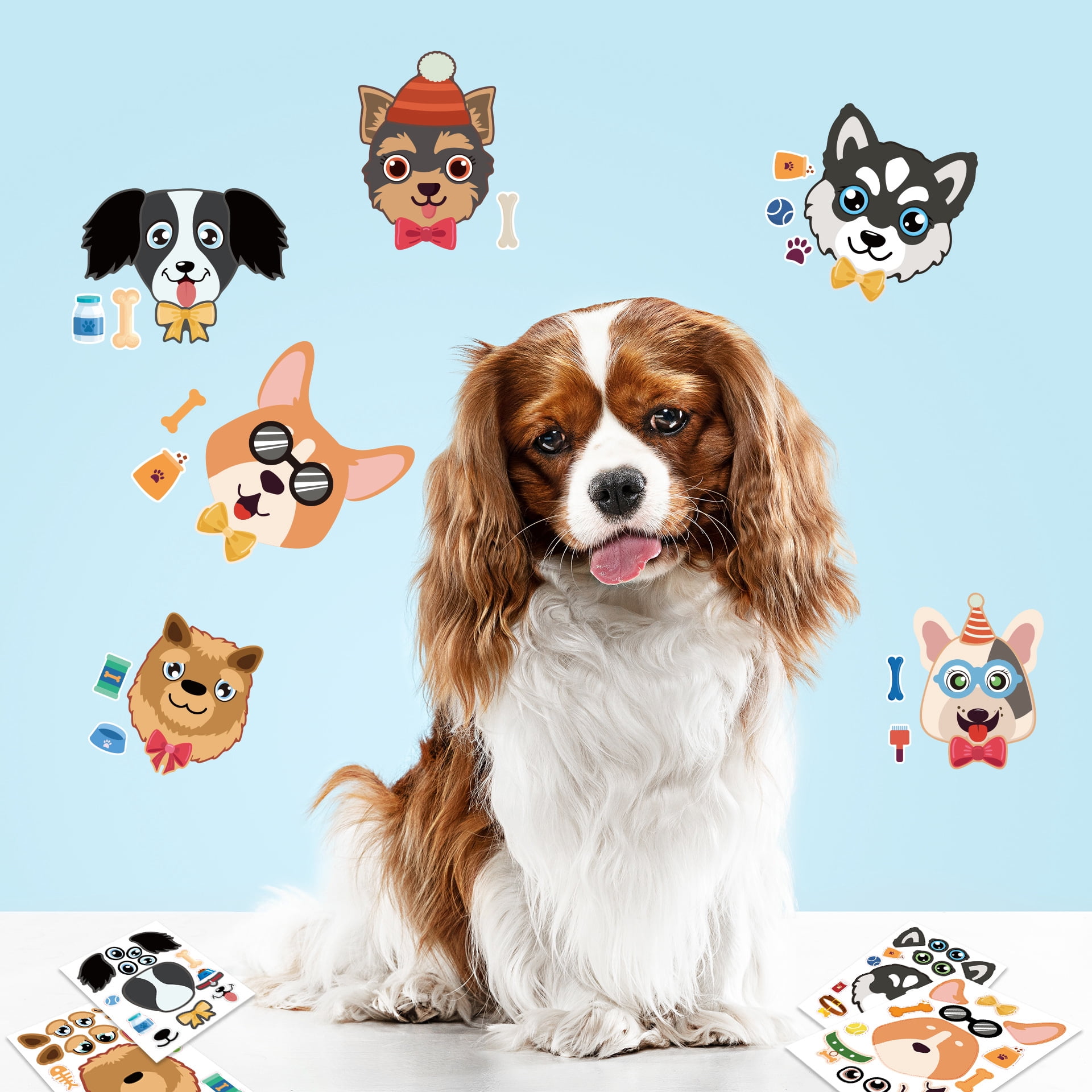 24-Pack Cartoon Dog Head Puzzle Stickers - DIY Adhesive Stickers for Kids and Creative Projects