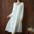 thumbnail image 5 of SWSMCLT Women's Lace Princess Nightgown Autumn Adorable Old Fashioned Night Shirt Lounge Dress Long Sleeve Baggy White Small, 5 of 5