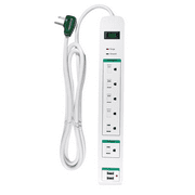 GoGreen Power GG-16326USB 6 Outlet Surge Protector with 2 USB Ports, White, 6 ft Cord
