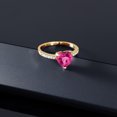 thumbnail image 4 of Gem Stone King 2.54 Ct Heart Shape Pink Mystic Topaz 18K Yellow Gold Plated Silver Ring, 4 of 5