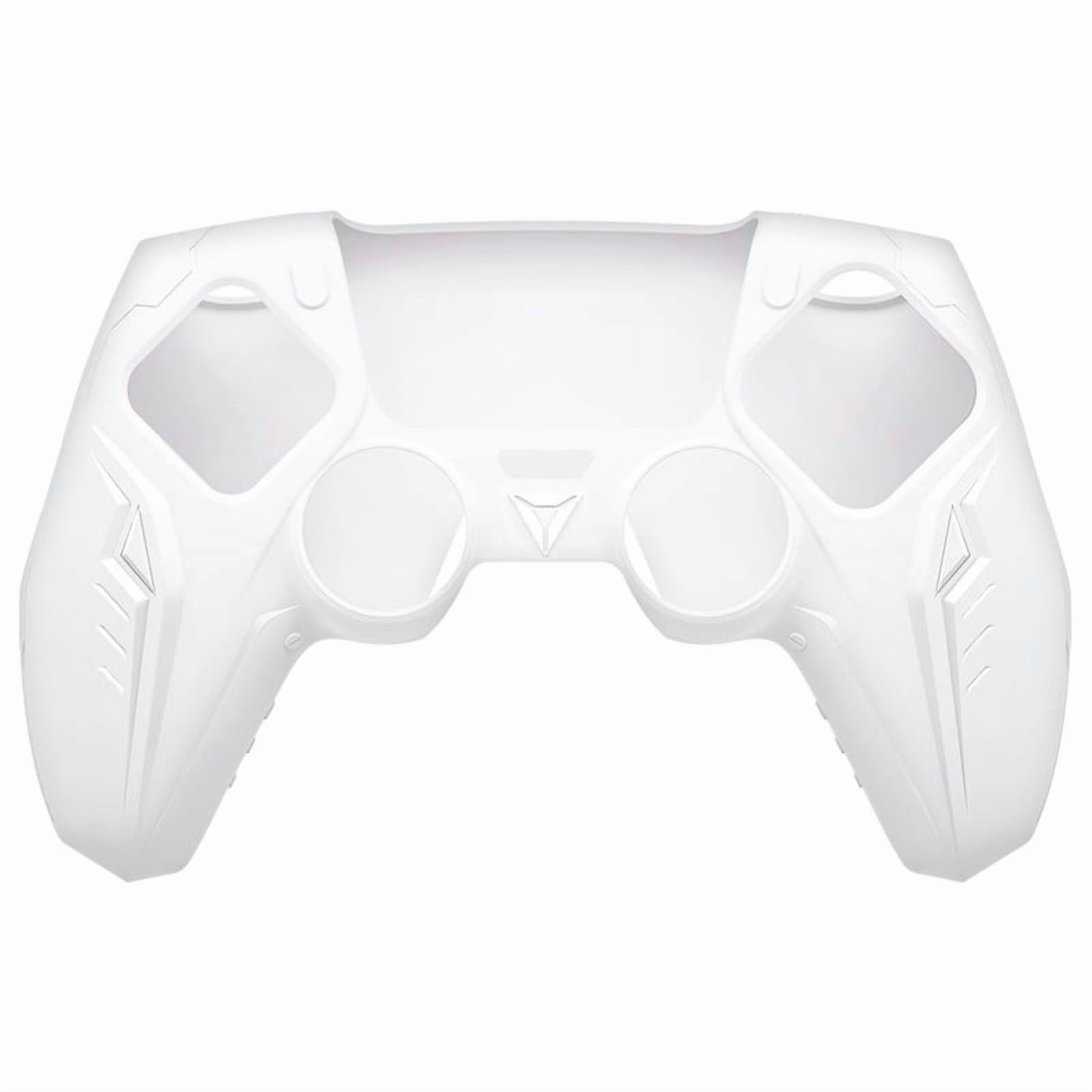 PlayVital 2 Set Silicone Case for ps5 Controller - Anti-Slip Premium Silicone Material|Futuristic CyberMech Design|Compatible with ps5 Official Charging Dock - White