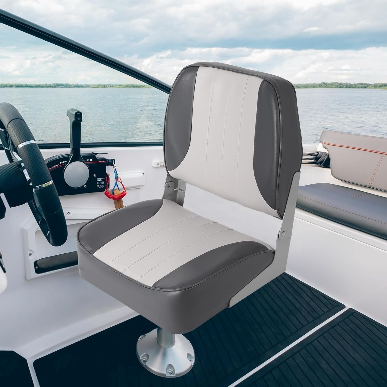 M optimized Set of 2 Premium Low Back Folding Boat Seat, Marine Seats for Fishing, Sightseeing, Speedboats, Canoes