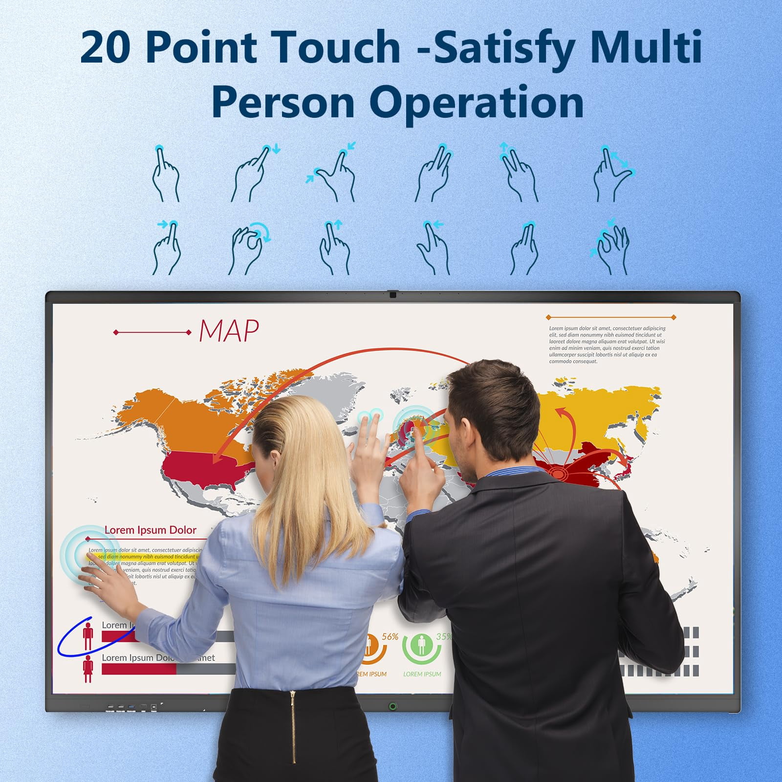 Smart Board,55 Inch Interactive Whiteboard 4K Touchscreen Built in Ultra High Definition Camera Open App Ecosystem, Digital Presentation Electronic Smart WhiteBoard for Classroom Home Office