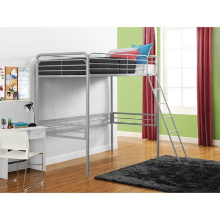Metal Twin Loft Bed, Multiple Colors with Spa Sensations 6 Memory Foam