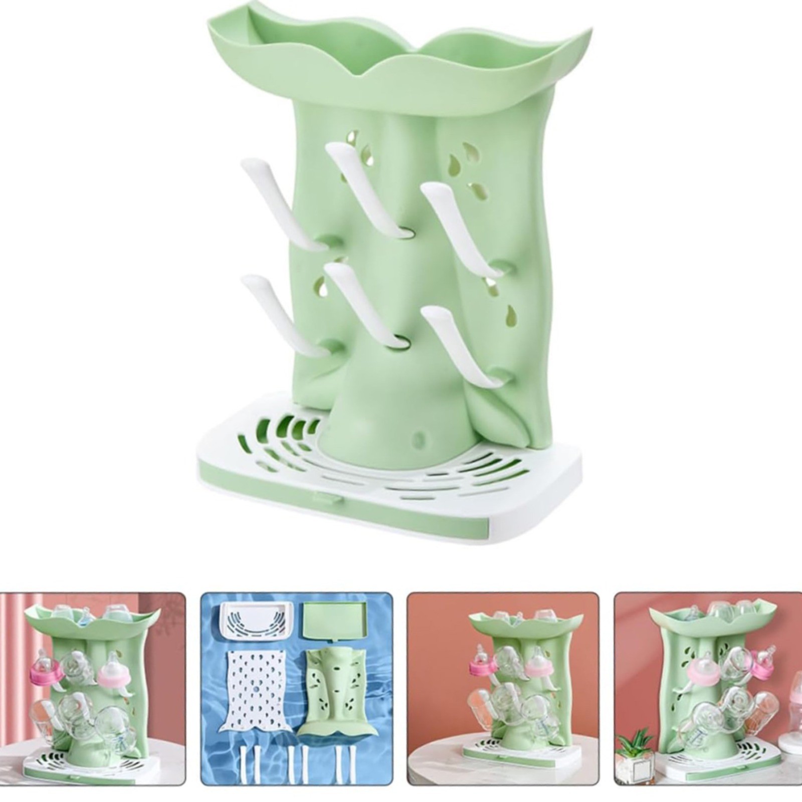 XKHHLH Baby Bottle Drying Rack, Bottle Dryer Holder Space Saving Standing Bottle Drying Rack for Countertop Kitchen Organize Bottles & Baby Accessories Brushes Pacifiers and Pump Part