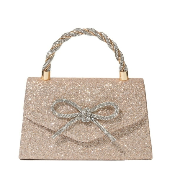 Ladies Evening Bags Glitter Bow Clutch Wedding Party Purse Glitter Rhinestone Party Prom Handbags