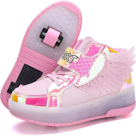 

YAZI Kids Shoes with Wheels LED Light Color Shoes Shiny Roller Skates Skate Shoes Simple Kids Gifts Boys Girls The Best Gift for Party Birthday Christmas Day