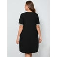 thumbnail image 7 of SHOWMALL Women's Plus Size Sleepshirts Short Sleeve Nightshirt Black 2X Comfy Nightgown Pleated Scoopneck Sleepwear Casual Loungewear, 7 of 7