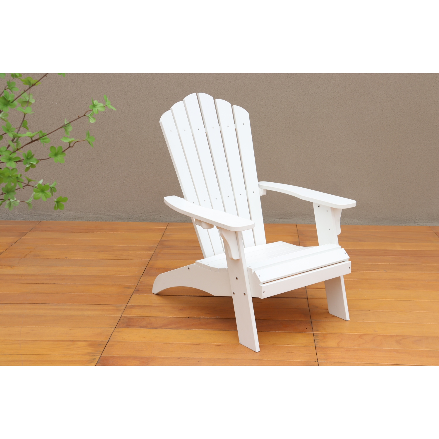 SUGIFT Adirondack Chair Backyard Outdoor Furniture,Patio Seating with Cup Holder,Fade-Resistant Plastic Wood for Lawn Patio Deck Garden Porch Lawn Furniture Chair,White - image 4 of 8