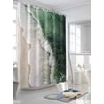 thumbnail image 3 of Dark Green Shower Curtain, Ocean Wave Beach Scenery Modern Art Waterproof Shower Curtain Set with 12 Hooks Lightweight Washable Fabric Shower Curtains for Bathroom 48x72 Inches, 3 of 6