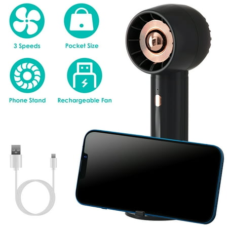 

Mini Portable Fan iMounTEK Quiet Desk Phone Holder Fan USB Rechargeable Battery Operated 3 Speeds Removable Base for Kids Baby Travel Camping Office Room Black