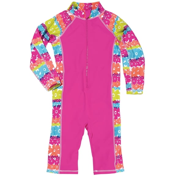 Sun Smarties Baby Girl Surf Suit - Hot Pink Fuschia Floral - Maximum Sun Protection Swimsuit