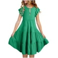 thumbnail image 4 of Sriper Toddler Girls Dresses 2T 3T 4T 5T Spring Outfits,Sundresses with Ruffle Sleeves,Little Girls Clothes Size 6-7 Dresses,10/12 Girls Clothes,, Green 11 Years, 4 of 8
