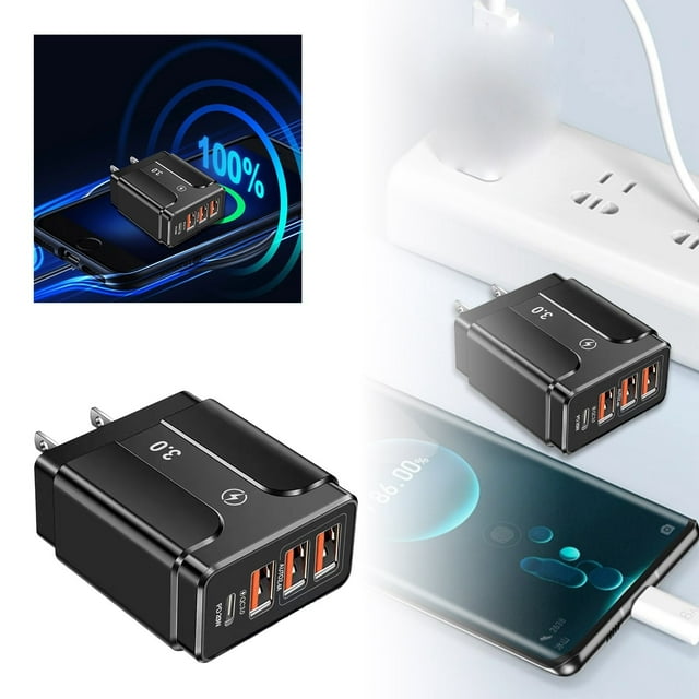 Chargeur de Téléphone 3USB+PD - Prise EU/US, Charge Rapide, Protection contre la Surcharge, Design Pliable Compact pour Charge de Voyage Multi-Appareils