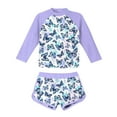 thumbnail image 1 of Kid Girl Rash Guard Swimming Bathing Suit Ruffle Long Sleeve Sun Protection Girls Bathing Suit for Girls 8-9 Years, 1 of 3