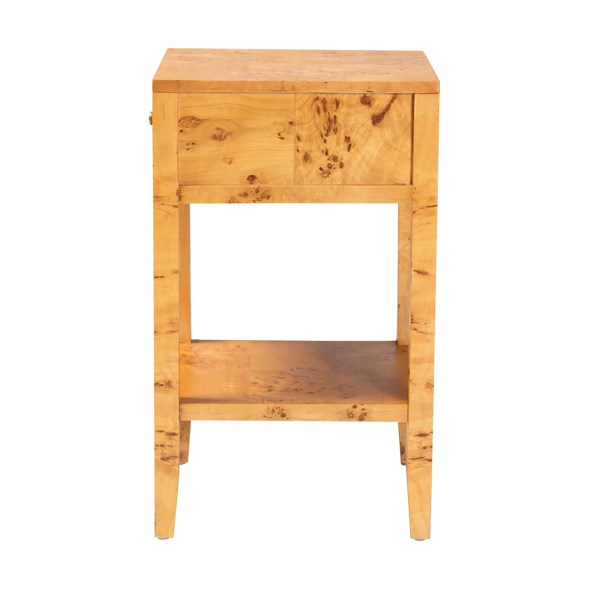 bali & pari Ghina Modern Nightstand, 1-Drawer, Light Mappa Burl