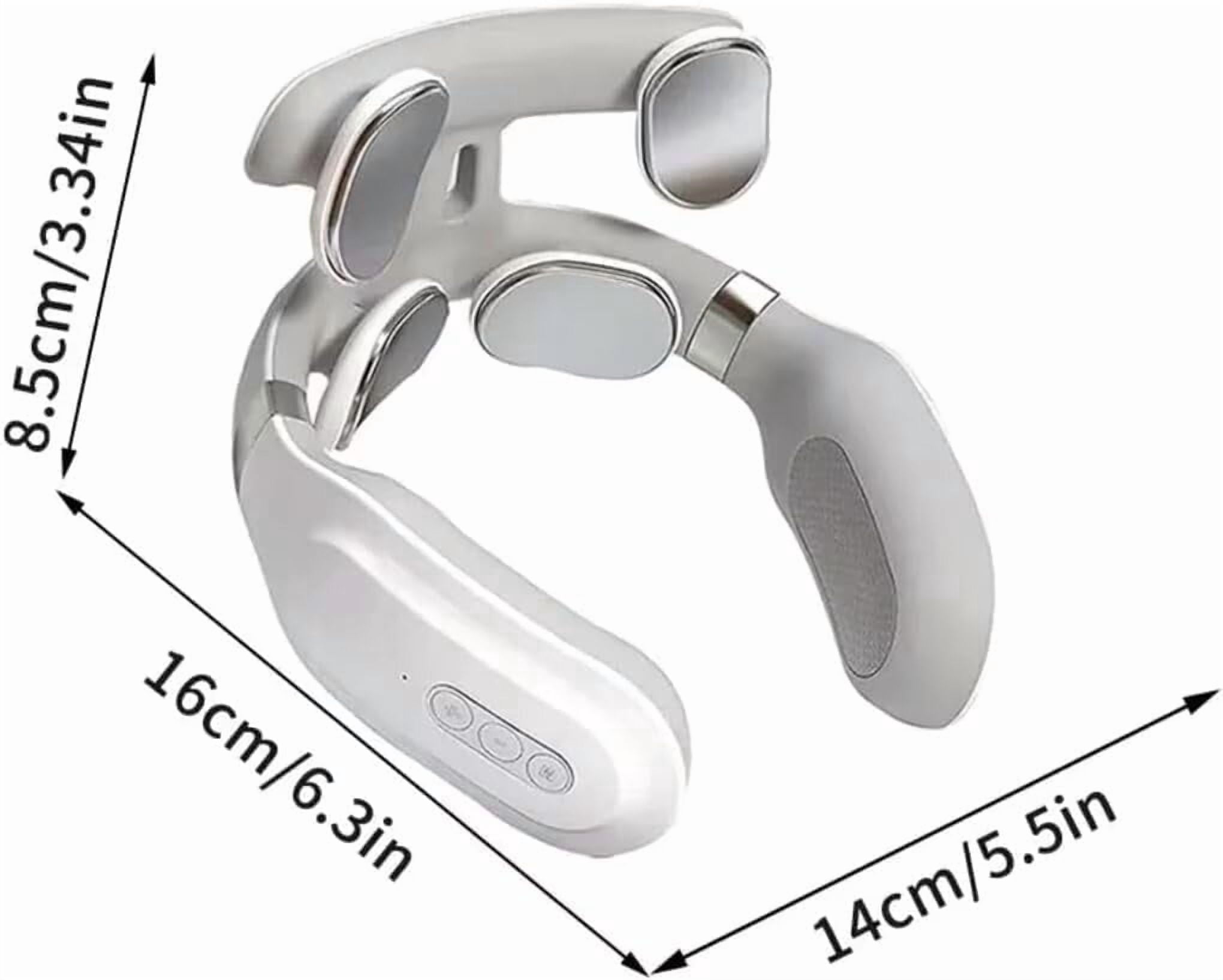 Electric Neck Massager with heat- 4 Heads, Heat, 6 Massage Modes, 14 Intensities, Rechargeable, Ergonomic, Ideal for Travel & Office Use