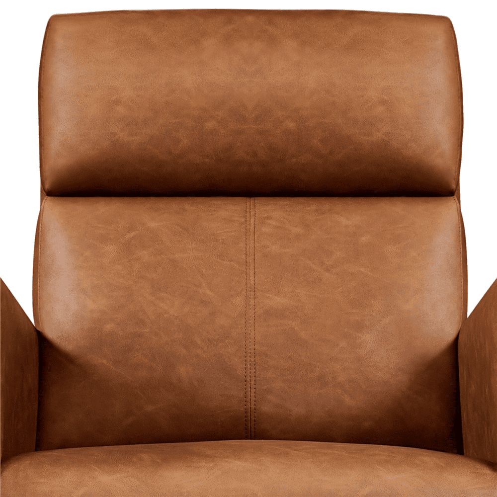 Renwick Modern Faux Leather Rocking Chair with Rubberwood Legs for Living Room, Brown