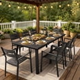 thumbnail image 4 of Crestlive Products 82" Outdoor Aluminum Patio Dining Table for 6-8 People with Umbrella Hole, Weather Resistant Outdoor Dining Table for Backyard, Patio, Garden, Black, 4 of 7