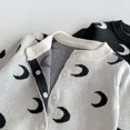 thumbnail image 4 of ZHaobin Kids Girl Cute Knitted Coat Korean Style Moon Pattern Cardigan Sweater Autumn Children Single-breast Knitting Cardigan Outerwear (Gray,100 for 90-95CM), 4 of 7