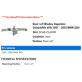 thumbnail image 2 of Rear Left Window Regulator - Compatible with 2001 - 2005 BMW 330i 2002 2003 2004, 2 of 2