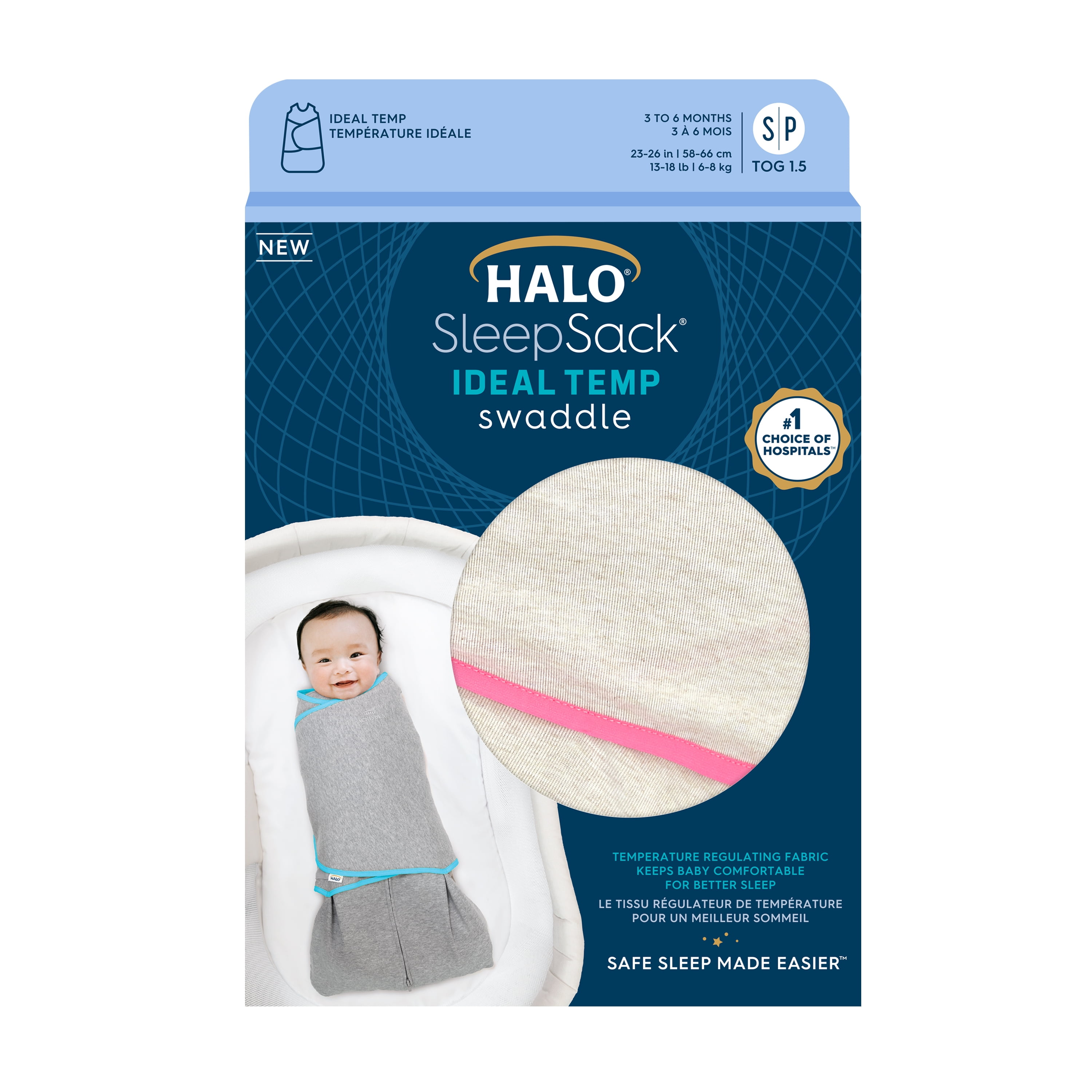 Halo oatmeal pink ideal temp Sleepsack Swaddle NB Walmart