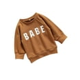 thumbnail image 2 of Cenuakty Newborn Baby Boys Girls Casual Pullover Babe Letters Printed Long Sleeve Sweaters Tops Fall Winter Clothes, 2 of 9