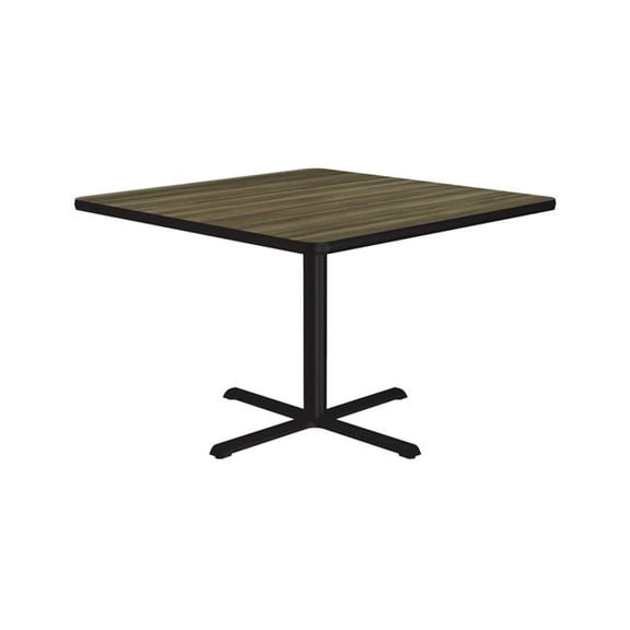 Correll SXT36S-53-98-53 36 in. X-Base High Pressure Laminate Cafe & Breakroom Table with Stamped Steel Base - Colonial Hickory - Square