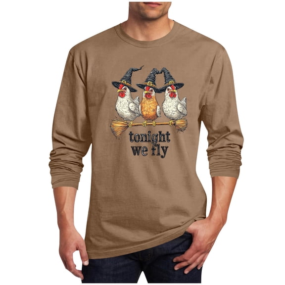 Stamzod Long Sleeve Shirts for Men 2026 Fashion Halloween Tshirt Crewneck Pullover Tee Top Casual Workout Shirt XXL