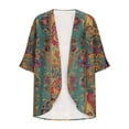 thumbnail image 5 of HOMBOM Womens Dusters Kimonos Open Front Lightweight Cardigan 3/4 Sleeve Vacation Floral Beach Cover Ups for Young Women, 5 of 5