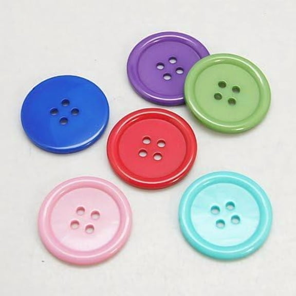1Bag 395Pcs Flat Round Resin Buttons Dyed Sewing Buttons Mixed Color Craft Buttons for Garment Sewing Buttons and DIY Craft Projects 15x2.5mm Hole: 2mm Mixed Color