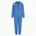 thumbnail image 4 of Towmus Sweatsuits for Women Oversized Quarter Zip Pullover Womens Set 2 Piece Outfits Casual Jogger Pants Lounge Sets Tracksuits with Pockets, Blue, XL, 4 of 5