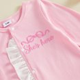 thumbnail image 5 of Cjfdfy Newborn Baby Girl Footed Fall Clothes She's Here Embroidery Footed Romper Long Sleeve Fall Bow Ruffle Jumpsuit Infant Cute Coming Home Fall Winter Outfit, 5 of 8