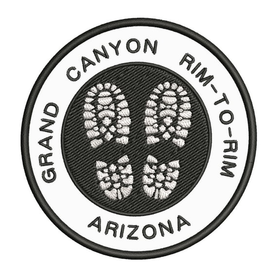 Go Trekking! At Grand Canyon Rim-To-Rim, Arizona 3.5 Inch Iron Or Sew On Embroidered Fabric Badge Patch Hiking Trails Iconic Series